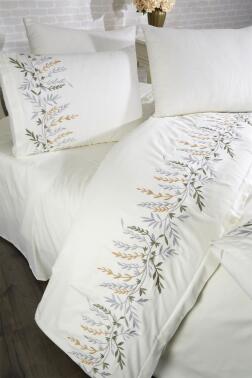 Montana Pamuk Saten Nakışlı 6 Parça Nevresim Takımı Krem - 8