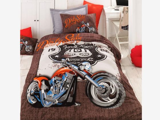 Motorcyl %100 Pamuk Tek Kişilik Nevresim Takımı - Çeyiz Diyarı