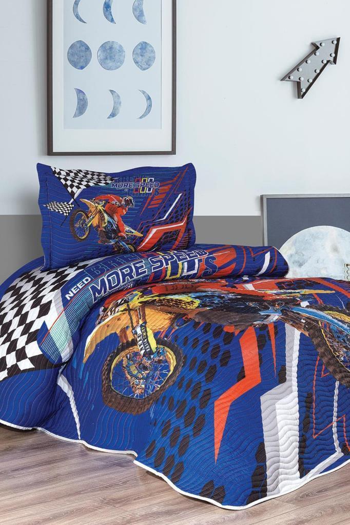 Motores Baskılı Kapitoneli Tek Kişilik Yatak Örtüsü - 1