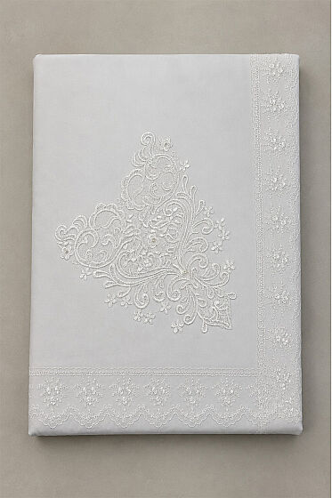 Müjde Saten Lüks Nişan Bohçası 90x90 cm Krem - Çeyiz Diyarı