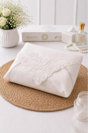 Müjgan Saten Lüks Nişan Bohçası 90x90 cm Krem - Çeyiz Diyarı