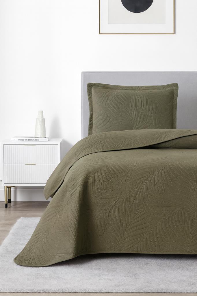 Münih Tek Kişilik Lüks Kadife 180x240 cm Yatak Örtüsü Antrasit - 1