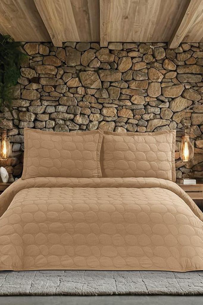 Nancy Çift Kişilik Yatak Örtüsü 230x250 cm Cappucino - 1