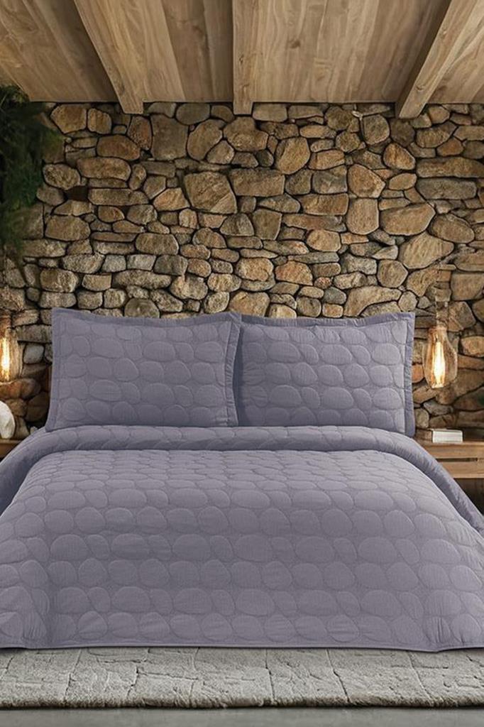 Nancy Çift Kişilik Yatak Örtüsü 230x250 cm Gri - 1