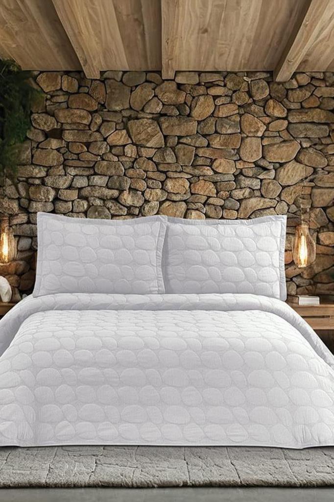 Nancy Çift Kişilik Yatak Örtüsü 230x250 cm Krem - 1