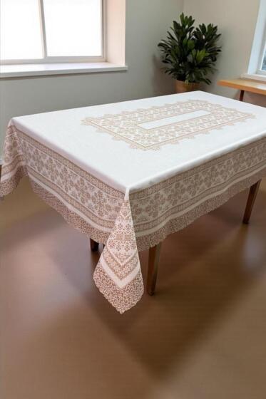 Nazen Dertsiz Masa Örtüsü 150x150 cm Kahve - Çeyiz Diyarı
