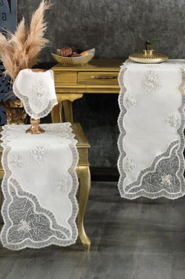 Nazlı 5 Parça Salon Takımı Krem - Çeyiz Diyarı