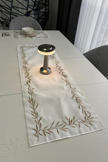 Nazlım Keten Nakışlı Amerikan Servis Takımı 19 Parça Gold - Çeyiz Diyarı (1)