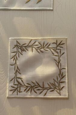 Nazlım Keten Nakışlı Amerikan Servis Takımı 19 Parça Gold - 8