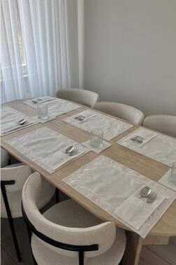 Nazlım Keten Nakışlı Amerikan Servis Takımı 19 Parça Krem - 3