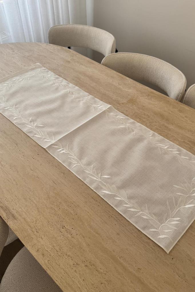 Nazlım Keten Nakışlı Amerikan Servis Takımı 19 Parça Krem - 4