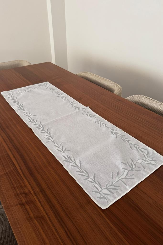 Nazlım Keten Nakışlı Amerikan Servis Takımı 19 Parça Silver - 2