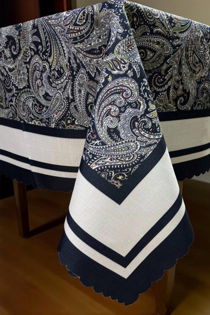 Nevra Dertsiz Masa Örtüsü 150x150 cm Lacivert - 4