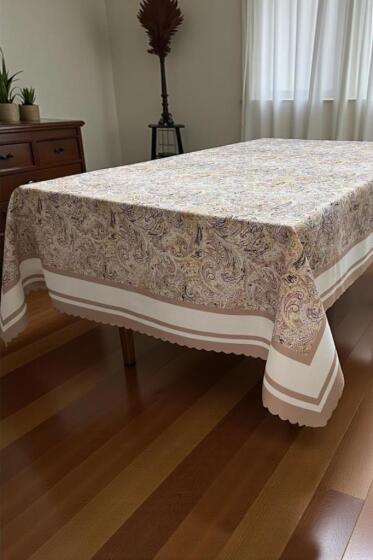 Nevra Dertsiz Masa Örtüsü 150x300 cm Kahve - Çeyiz Diyarı