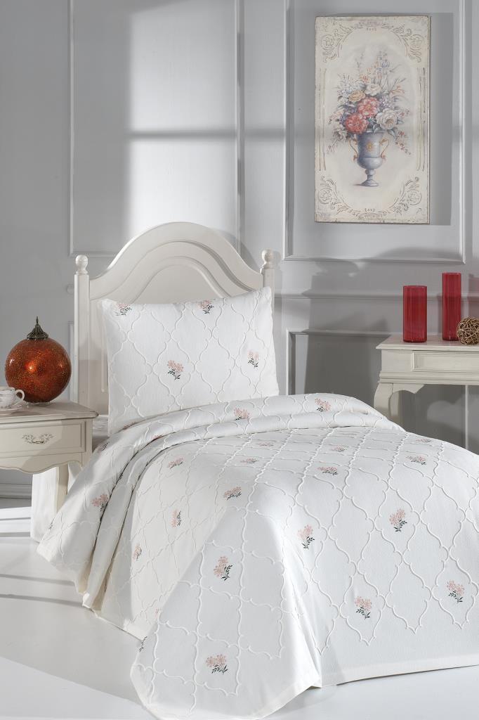 Nevra Nakışlı Şönil 2 Parça Tek Kişilik Yatak Örtüsü - 1