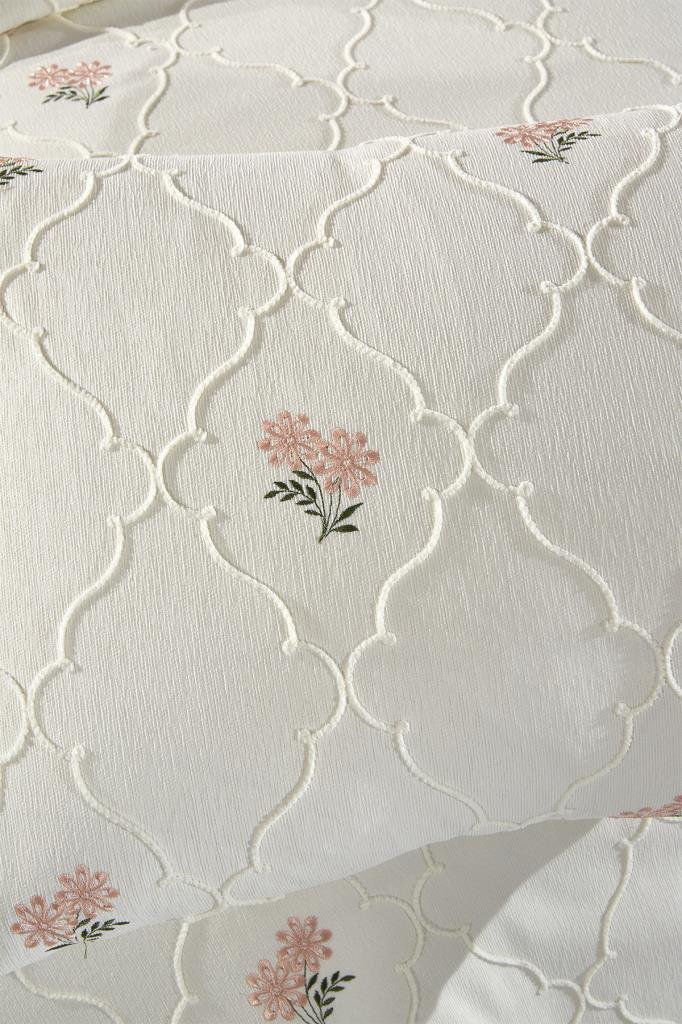 Nevra Nakışlı Şönil 2 Parça Tek Kişilik Yatak Örtüsü - 5