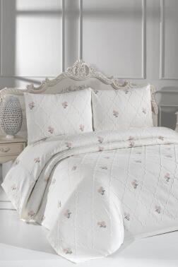 Nevra Nakışlı Şönil 3 Parça Çift Kişilik Yatak Örtüsü - 1