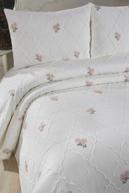 Nevra Nakışlı Şönil 3 Parça Çift Kişilik Yatak Örtüsü - 2