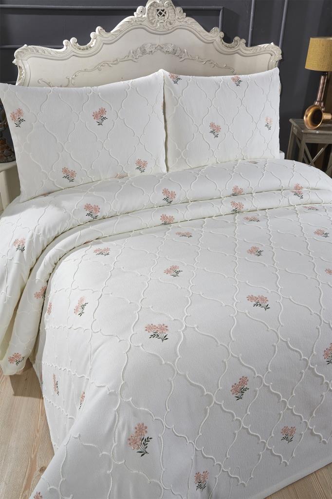 Nevra Nakışlı Şönil 3 Parça Çift Kişilik Yatak Örtüsü - 3