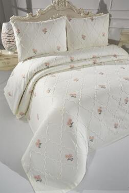 Nevra Nakışlı Şönil 3 Parça Çift Kişilik Yatak Örtüsü - 5