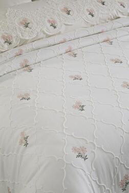 Nevra Nakışlı Şönil 7 Parça Gelin Seti Krem - 3