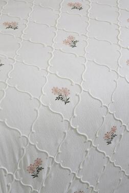 Nevra Nakışlı Şönil 7 Parça Gelin Seti Krem - 4