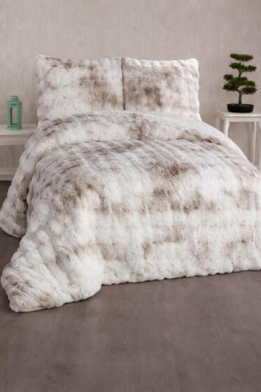 Nil Tavşan Tüyü Çift Kişilik Yatak Örtüsü 220x240 Cm Krem - Çeyiz Diyarı