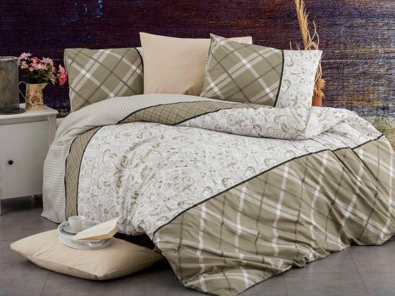 Nisa Deluxe Çift Kişilik Nevresim Takımı Bej - Çeyiz Diyarı