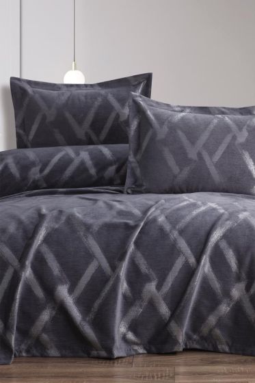 Nisan 2 Parça Tek Kişilik Pike Takımı 180x240 Antrasit - Çeyiz Diyarı