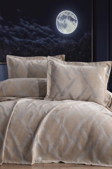 Nisan 2 Parça Tek Kişilik Pike Takımı 180x240 Cappucino - Çeyiz Diyarı