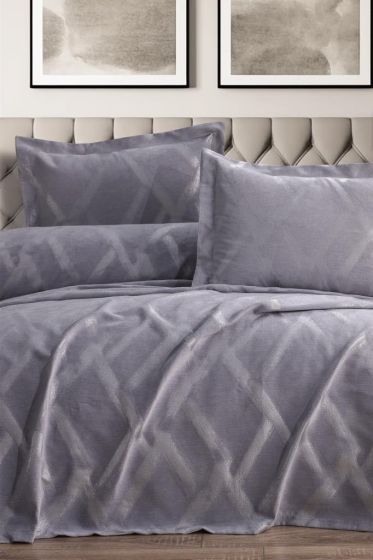 Nisan 2 Parça Tek Kişilik Pike Takımı 180x240 Gri - Çeyiz Diyarı
