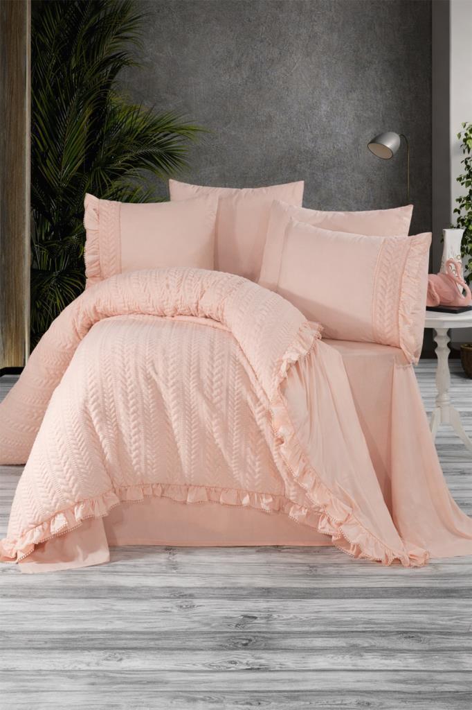 Nova %100 Pamuk Çift Kişilik Nevresim Takımı Pudra - 1