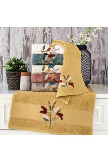 Nova Nakışlı Çeyizlik 6lı Bambu El Yüz Havlusu 50x90 Cm - Çeyiz Diyarı