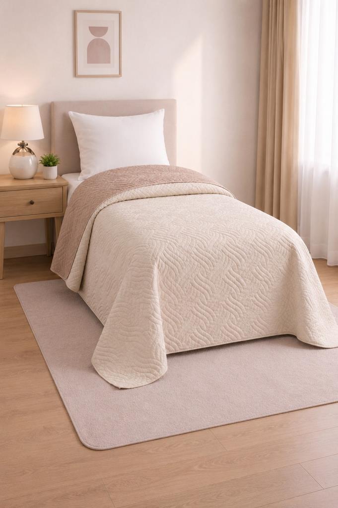 Nova Ultrasonik Kapitoneli Çift Taraflı Tek Kişilik 160x210 cm Kırlentsiz Tek Pike Somon - 1