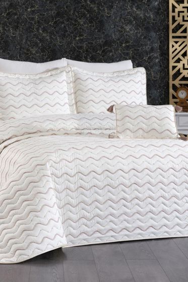 Okyanus Çift Kişilik Yatak Örtüsü 250x260 Krem Cappucino - Çeyiz Diyarı