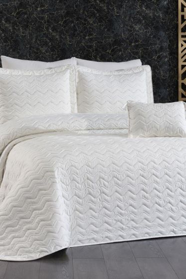 Okyanus Çift Kişilik Yatak Örtüsü 250x260 Krem Krem - Çeyiz Diyarı