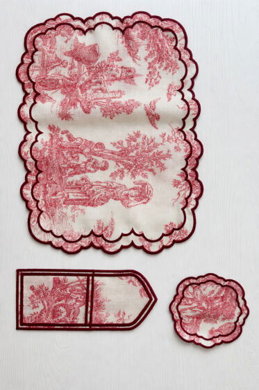 Okyanus Keten Amerikan Servis Takımı 19 Parça Bordo - Çeyiz Diyarı (1)