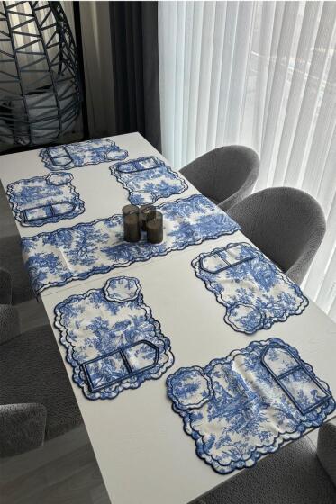 Okyanus Keten Amerikan Servis Takımı 19 Parça Mavi - Çeyiz Diyarı