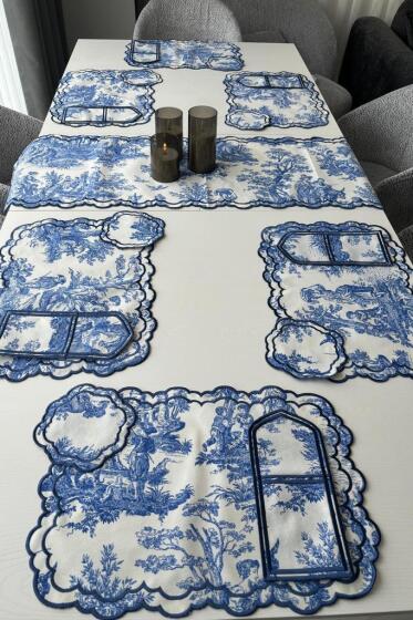 Okyanus Keten Amerikan Servis Takımı 19 Parça Mavi - Çeyiz Diyarı (1)