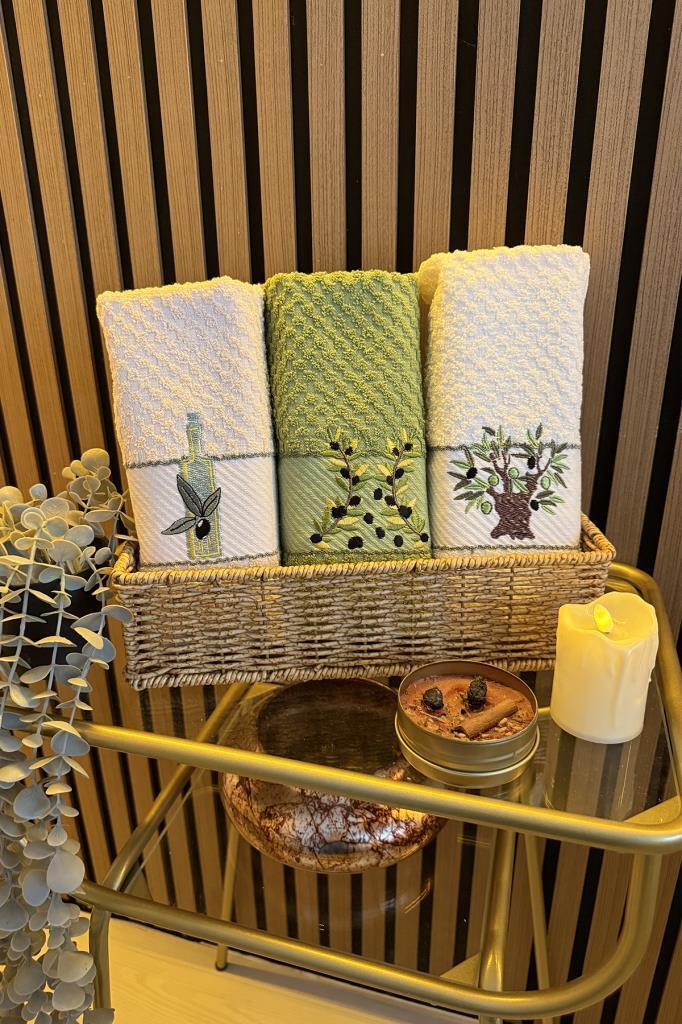 Olivya Nakışlı 3lü Piknik Havlu Takımı 40x60 Cm - 1