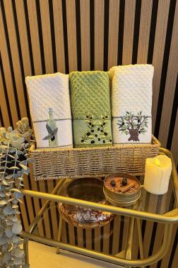 Olivya Nakışlı 3lü Piknik Havlu Takımı 40x60 Cm - 1