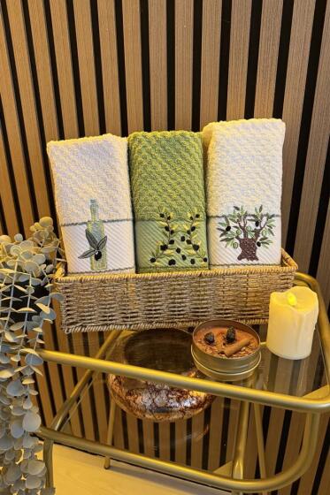 Olivya Nakışlı 3lü Piknik Havlu Takımı 40x60 Cm - Çeyiz Diyarı