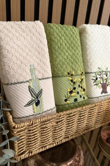 Olivya Nakışlı 3lü Piknik Havlu Takımı 40x60 Cm - Çeyiz Diyarı (1)