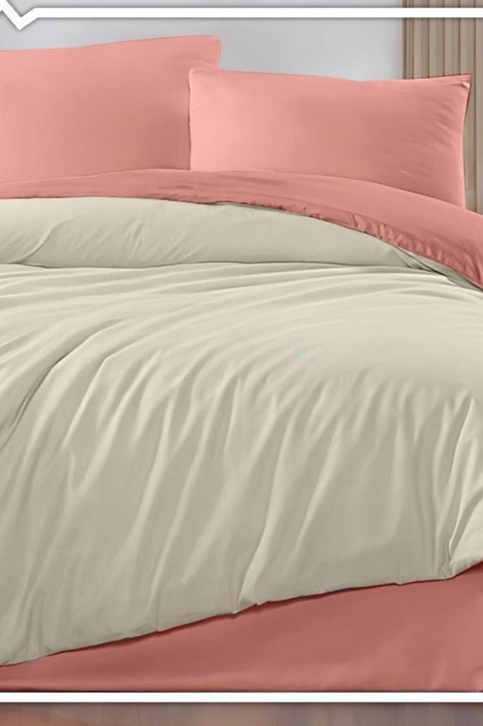 Onur Lastikli Çarşaflı Çift Kişilik Nevresim Takımı Pudra Kahve - 1