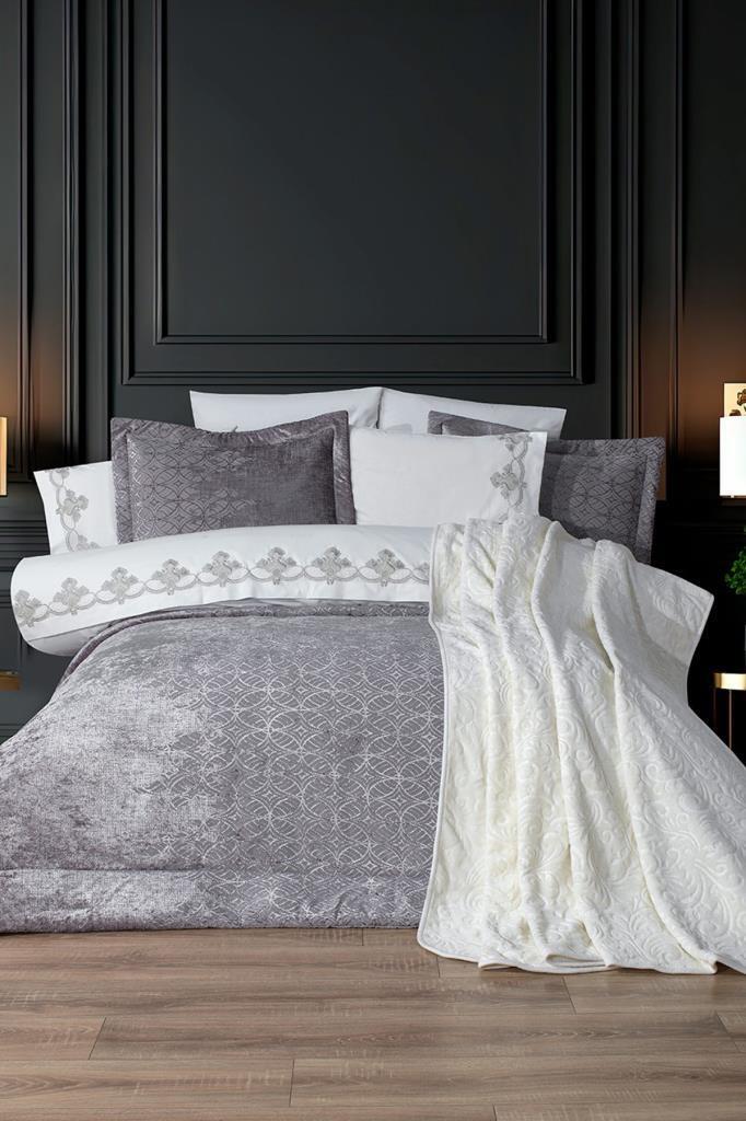 Opal 10 Parça Battaniyeli Çeyiz Seti Gri - 1