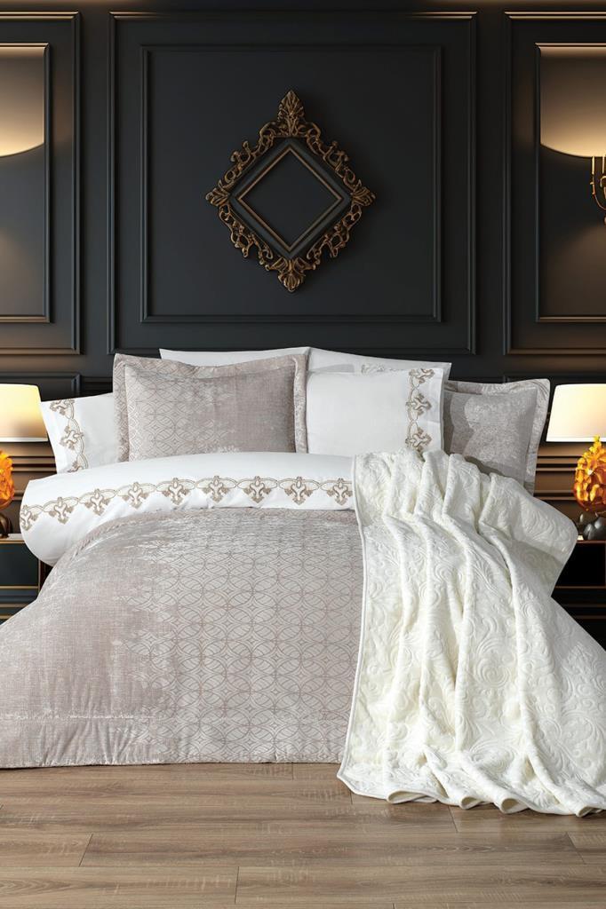 Opal 10 Parça Battaniyeli Çeyiz Seti Krem - 1