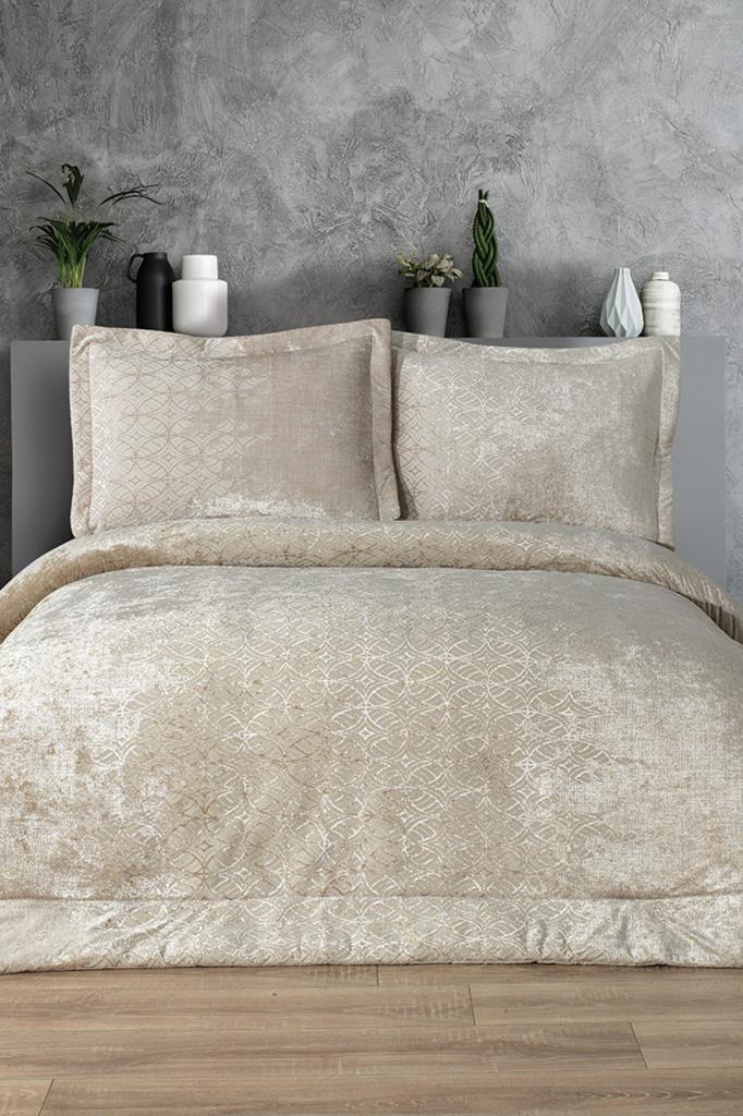 Opal Elyaf Dolgulu Çift Kişilik 250x255 Cm Yatak Örtüsü Bej - 1