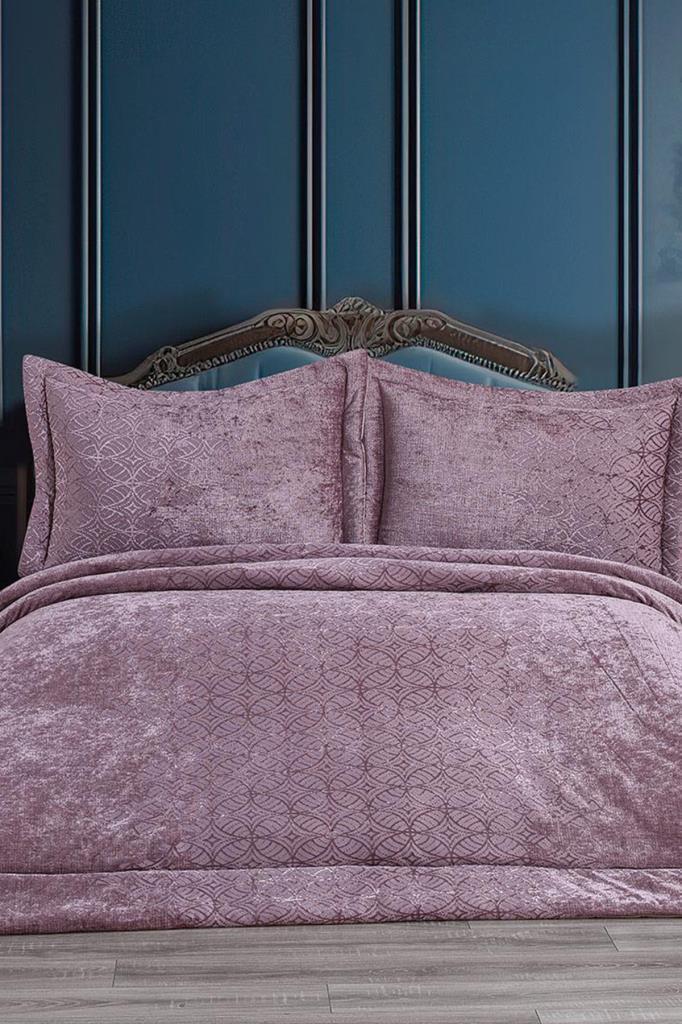 Opal Elyaf Dolgulu Çift Kişilik 250x255 Cm Yatak Örtüsü Gül Kurusu - 1