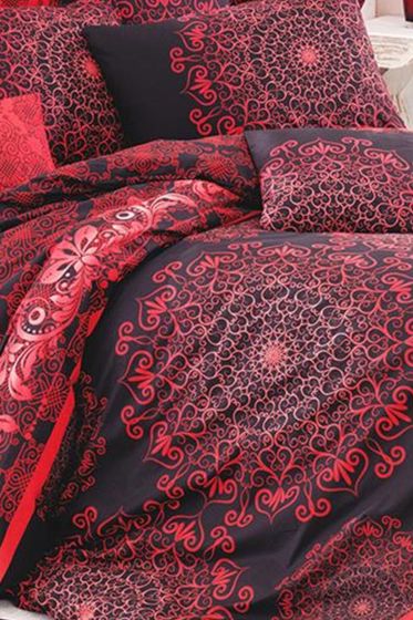 Osmanlı %100 Pamuk Çift Kişilik Nevresim Takımı Kırmızı - Çeyiz Diyarı