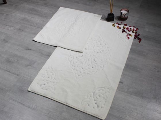 Osmanlı Pamuk Banyo Paspas Seti 2'li Krem - Çeyiz Diyarı